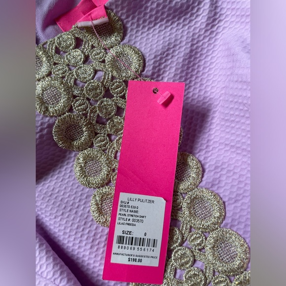 NWT Lilly Pulitzer Pearl Stretch Shift Dress. Size 0 In lilac freesia - Picture 2 of 4